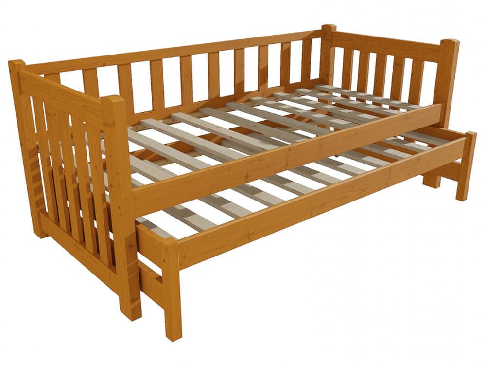 eoshop Detská posteľ s výsuvnou prístelkou DPV 002 (Rozmer: 80 x 190 cm, Farba dreva: morenie jelša)